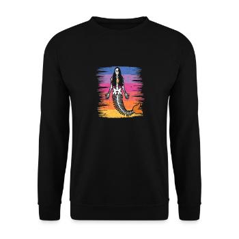 Mermaid Skeleton Halloween Funny Spooky - Unisex Sweatshirt - black - Front - Alina (178cm) & Michal (187cm)