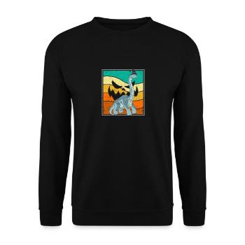 Brachiosaurus Sorcière Citrouille Halloween Dinosaure - Sweat-shirt Unisexe - noir - Devant - Alina (178cm) & Michal (187cm)