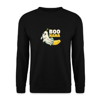 Boonana Niedliches Gespenst Banane Halloween - Unisex Pullover - Schwarz - Vorne - Alina (178cm) & Michal (187cm)