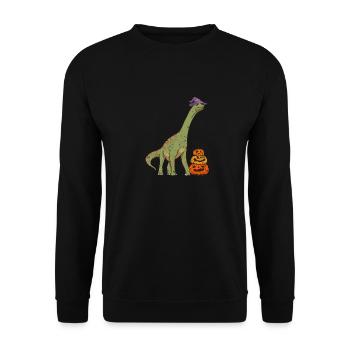 Brachiosaurus Sorcière Citrouille Halloween Dinosaure - Sweat-shirt Unisexe - noir - Devant - Alina (178cm) & Michal (187cm)