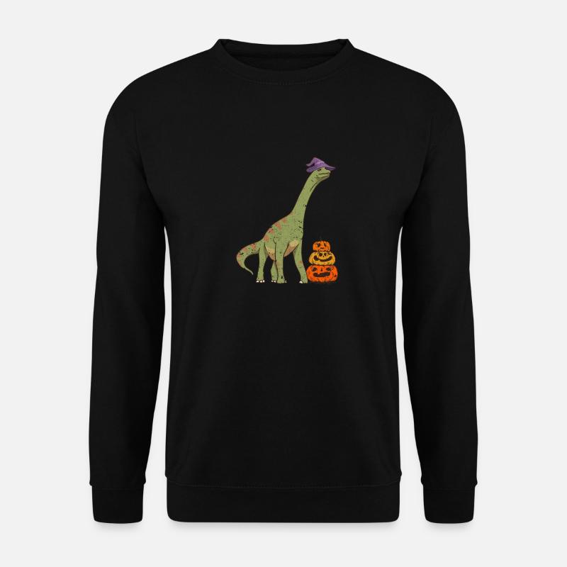 Brachiosaurus Witch Pumpkin Halloween Dinosaur - Unisex Sweatshirt - black