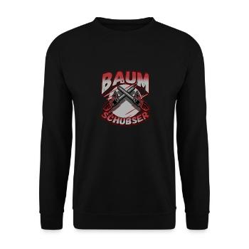 Baumschubser Forstwirt Geschenk Holzfäller - Unisex Pullover - Schwarz - Vorne - Alina (178cm) & Michal (187cm)