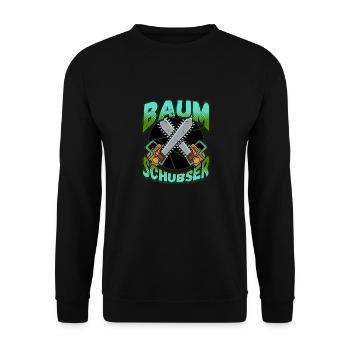 Baumschubser Forstwirt Geschenk Holzfäller - Unisex Pullover - Schwarz - Vorne - Alina (178cm) & Michal (187cm)