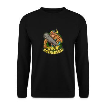 Baumschubser Forstwirt Geschenk Holzfäller - Unisex Pullover - Schwarz - Vorne - Alina (178cm) & Michal (187cm)