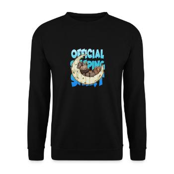 Cute sleep shirt with sleeping dog on the moon - Unisex Sweatshirt - black - Front - Alina (178cm) & Michal (187cm)