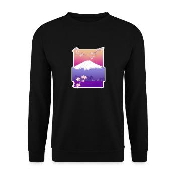 Japan mountain beautiful design with flowers - Unisex Sweatshirt - black - Front - Alina (178cm) & Michal (187cm)