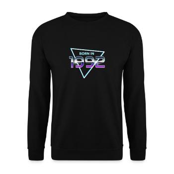 Né en 1992 Année de naissance 1992 Vintage 90s Design - Sweat-shirt Unisexe - noir - Devant - Alina (178cm) & Michal (187cm)