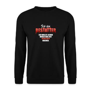 Lustiges Design für Bestatter und - Unisex Pullover - Schwarz - Vorne - Alina (178cm) & Michal (187cm)