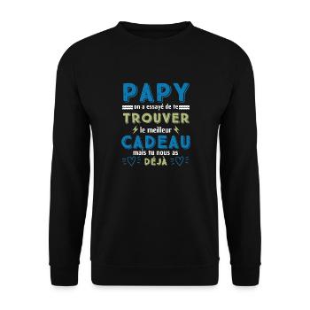 Meilleur cadeau pour Papy - Fête des grands-pères - Sweat-shirt Unisexe - noir - Devant - Alina (178cm) & Michal (187cm)