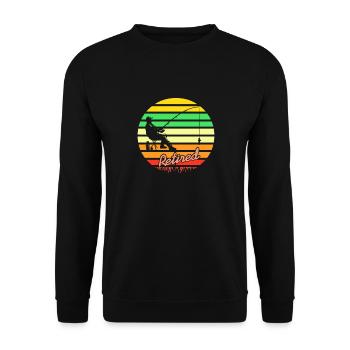 Awesome Retro Retired Fishermen T-Shirt Present - Unisex Pullover - Schwarz - Vorne - Alina (178cm) & Michal (187cm)