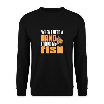 Quand j’ai besoin d’un coup de main, j’ai trouvé mon poisson génial thé - Sweat-shirt Unisexe - noir - Devant - Alina (178cm) & Michal (187cm)
