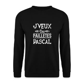 Tshirt noir Jveux des paillètes Pascal - Sweat-shirt Unisexe - noir - Devant - Alina (178cm) & Michal (187cm)