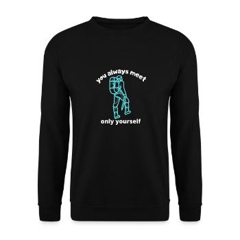 Egal wohin du gehst, Wandern - Unisex Pullover - Schwarz - Vorne - Alina (178cm) & Michal (187cm)