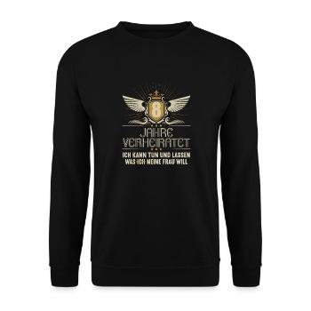 8 Jahre verheiratet kann tun 8.Hochzeitstag - Unisex Pullover - Schwarz - Vorne - Alina (178cm) & Michal (187cm)