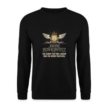 35 Jahre verheiratet kann tun 35.Hochzeitstag - Unisex Pullover - Schwarz - Vorne - Alina (178cm) & Michal (187cm)