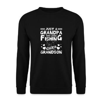 Grandpa loves fishing with his grandson - Unisex Pullover - Schwarz - Vorne - Alina (178cm) & Michal (187cm)