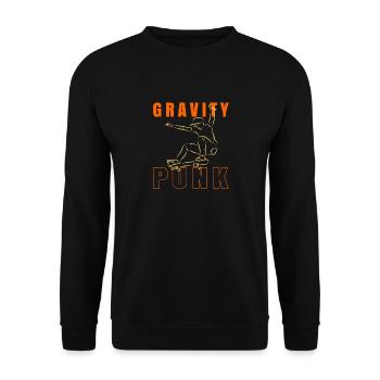 Gravity-Skater auf PUNK-Schriftzug mit Skateboard - Unisex Pullover - Schwarz - Vorne - Alina (178cm) & Michal (187cm)
