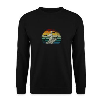 Skelett Klavierspielender Mond Halloween Musik - Unisex Pullover - Schwarz - Vorne - Alina (178cm) & Michal (187cm)