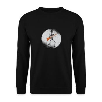 Skelett Gitarre spielend Rockmond Halloween Musik - Unisex Pullover - Schwarz - Vorne - Alina (178cm) & Michal (187cm)