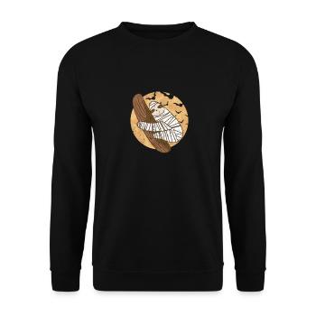 Faultier Mond Fledermäuse Niedlich Halloween Tier - Unisex Pullover - Schwarz - Vorne - Alina (178cm) & Michal (187cm)