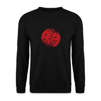 Skelett Klavierspielender Mond Halloween Musik - Unisex Pullover - Schwarz - Vorne - Alina (178cm) & Michal (187cm)