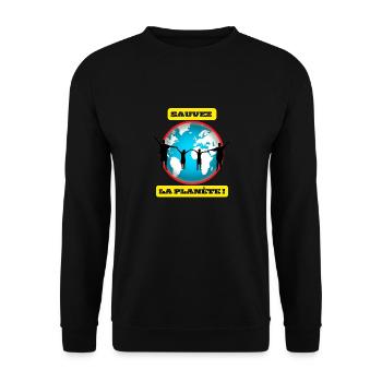 SAUVEZ LA PLANÈTE - Sweat-shirt Unisexe - noir - Devant - Alina (178cm) & Michal (187cm)