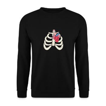 Skeleton Rib Heart Creepy Spooky Halloween - Unisex Sweatshirt - black - Front - Alina (178cm) & Michal (187cm)
