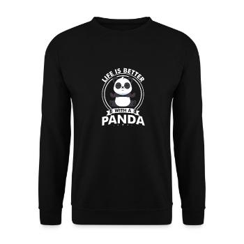 Life Is Better With A Panda Cute Awesome Design - Unisex Sweatshirt - black - Front - Alina (178cm) & Michal (187cm)