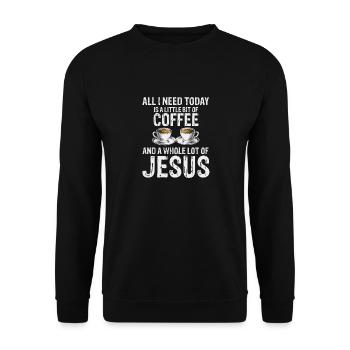 Un peu de café et beaucoup de Jésus - Sweat-shirt Unisexe - noir - Devant - Alina (178cm) & Michal (187cm)