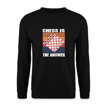 Chess Is The Answer Cool Retro T-Shirt Present - Unisex Pullover - Schwarz - Vorne - Alina (178cm) & Michal (187cm)