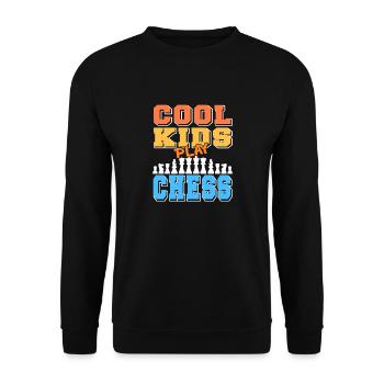 Cool Kids Play Chess Awesome Retro T-Shirt - Unisex Pullover - Schwarz - Vorne - Alina (178cm) & Michal (187cm)