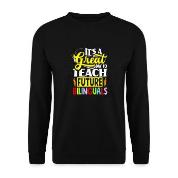 ESL Professeur Linguiste Quota d’enseignement multilingue - Sweat-shirt Unisexe - noir - Devant - Alina (178cm) & Michal (187cm)