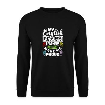 ESL Teacher Linguist Multilingual Teaching - Unisex Pullover - Schwarz - Vorne - Alina (178cm) & Michal (187cm)