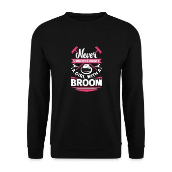 Joueur de curling pour une joueuse de curling drôle - Sweat-shirt Unisexe - noir - Devant - Alina (178cm) & Michal (187cm)