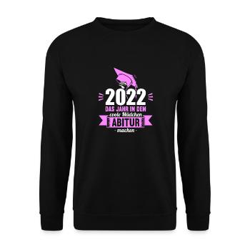 Abitur Gymnasium Damen und Herren Abi 2022 - Unisex Pullover - Schwarz - Vorne - Alina (178cm) & Michal (187cm)