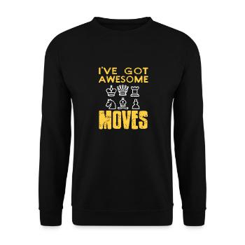 I've Got Awesome Moves Vintage Chess T-Shirt - Unisex Pullover - Schwarz - Vorne - Alina (178cm) & Michal (187cm)