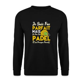 Je ne suis pas parfait mais je fais du padel - Sweat-shirt Unisexe - noir - Devant - Alina (178cm) & Michal (187cm)