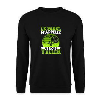 Le padel m'apelle, je dois y aller | Logo & dessin - Sweat-shirt Unisexe - noir - Devant - Alina (178cm) & Michal (187cm)
