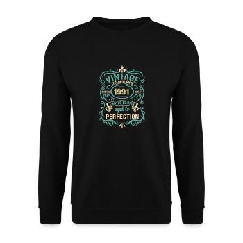 Vintage 1991 32th Birthday Made in 1991 Born 1991 - Unisex Sweatshirt - black - Front - Alina (178cm) & Michal (187cm)