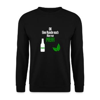 Pfeffi Saufen Pfefferminz Schnaps Party Spruch - Unisex Pullover - Schwarz - Vorne - Alina (178cm) & Michal (187cm)