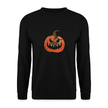 Orange Krawatte Farbstoff Kürbis Gesicht Jack O - Unisex Pullover - Schwarz - Vorne - Alina (178cm) & Michal (187cm)