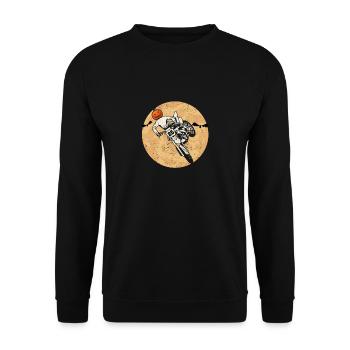 Pumpkin Skeleton Dirt Bike Rider Halloween - Unisex Sweatshirt - black - Front - Alina (178cm) & Michal (187cm)