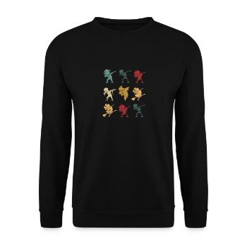 Dabbing Halloween Skelett Zombie Geist Hexe Scary - Unisex Pullover - Schwarz - Vorne - Alina (178cm) & Michal (187cm)