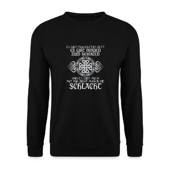 Schildmaid Damen Kriegerin Wikinger Wikinger - Unisex Pullover - Schwarz - Vorne - Alina (178cm) & Michal (187cm)