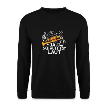 Trompete Spruch Orchester Ja Das Muss So Laut - Unisex Pullover - Schwarz - Vorne - Alina (178cm) & Michal (187cm)