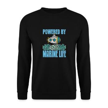Powered By Marine Life Awesome Marine Biologist - Unisex Pullover - Schwarz - Vorne - Alina (178cm) & Michal (187cm)