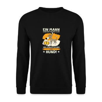 Lustiger Bier und Hundespruch für Herrchen - Unisex Pullover - Schwarz - Vorne - Alina (178cm) & Michal (187cm)
