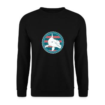 Retro Cute Dolphin Marine Biologist T-Shirt - Unisex Sweatshirt - black - Front - Alina (178cm) & Michal (187cm)