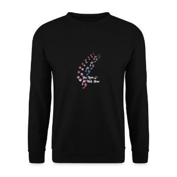 Vous ne marchez jamais seul Chien Amoureux des chiens Gassi - Sweat-shirt Unisexe - noir - Devant - Alina (178cm) & Michal (187cm)