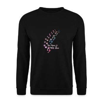 You Never Walk Alone Hunde Hundeliebhaber Gassi - Unisex Pullover - Schwarz - Vorne - Alina (178cm) & Michal (187cm)